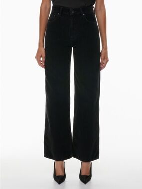 Denim Forum Black High-Rise Wide-Leg Corduroy Jeans